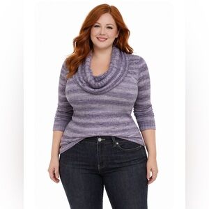 2 piece set medium Striped Purple Sweater and Black Jeans Set